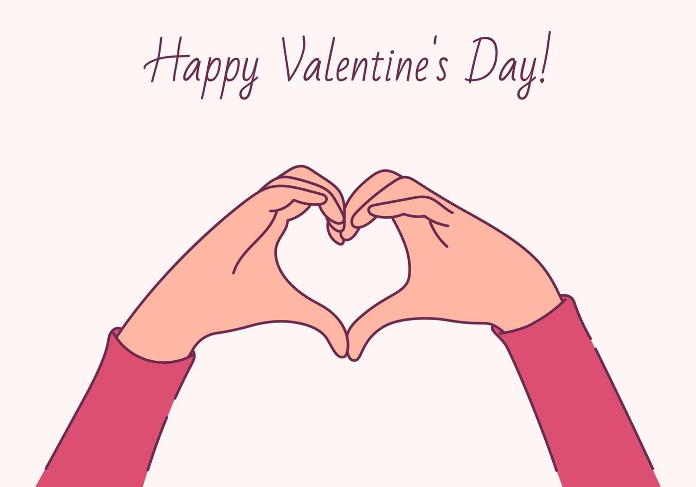 Happy Valentines day, love concept. Female hands in the form of heart vector