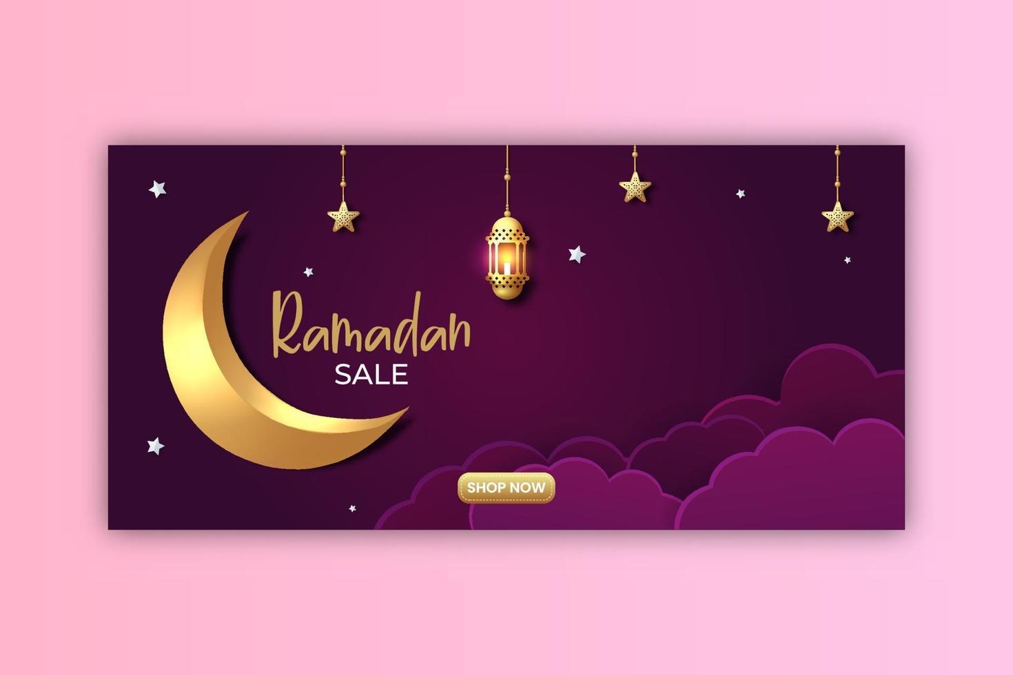 diseño de anuncios de banner de venta de Ramadán. ilustración vectorial vector