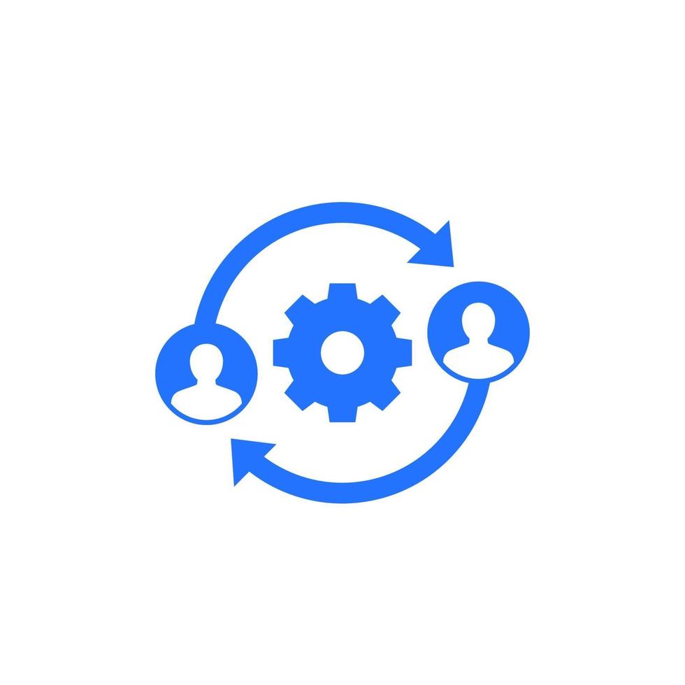 people interacting, teamwork, business interaction vector icon on white.eps