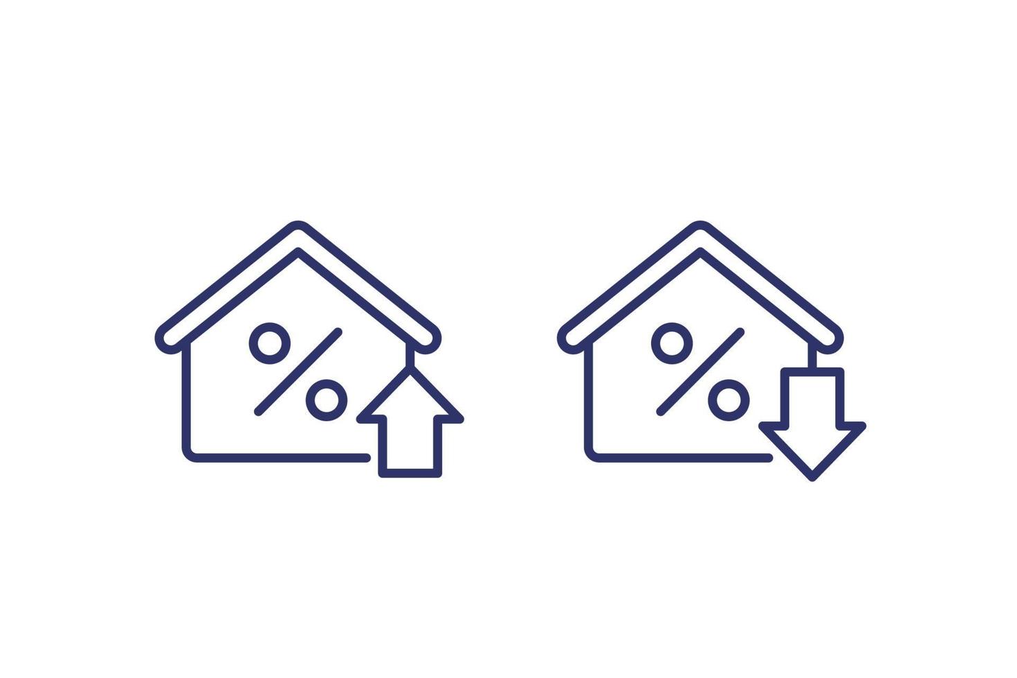 mortgage rate growing and reducing icons, line vector.eps vector