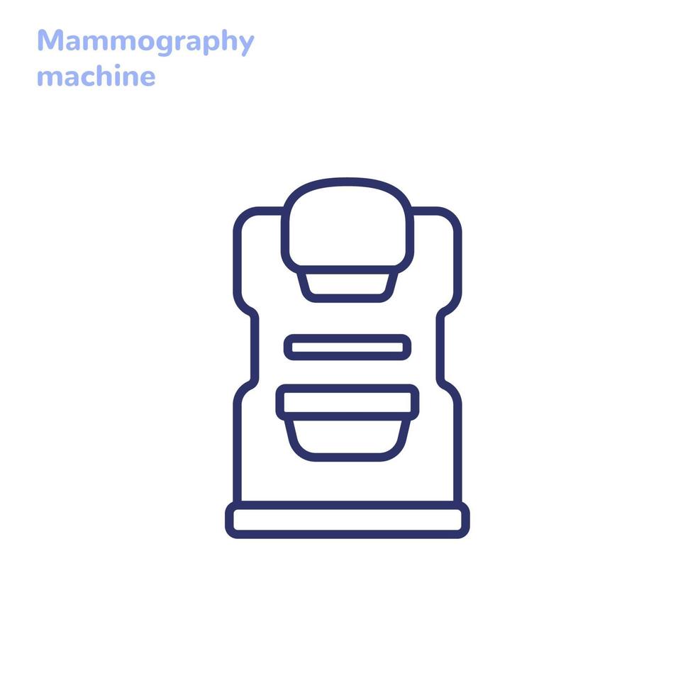 Icono de mamografía, máquina para escaneo de senos, línea vector.eps vector