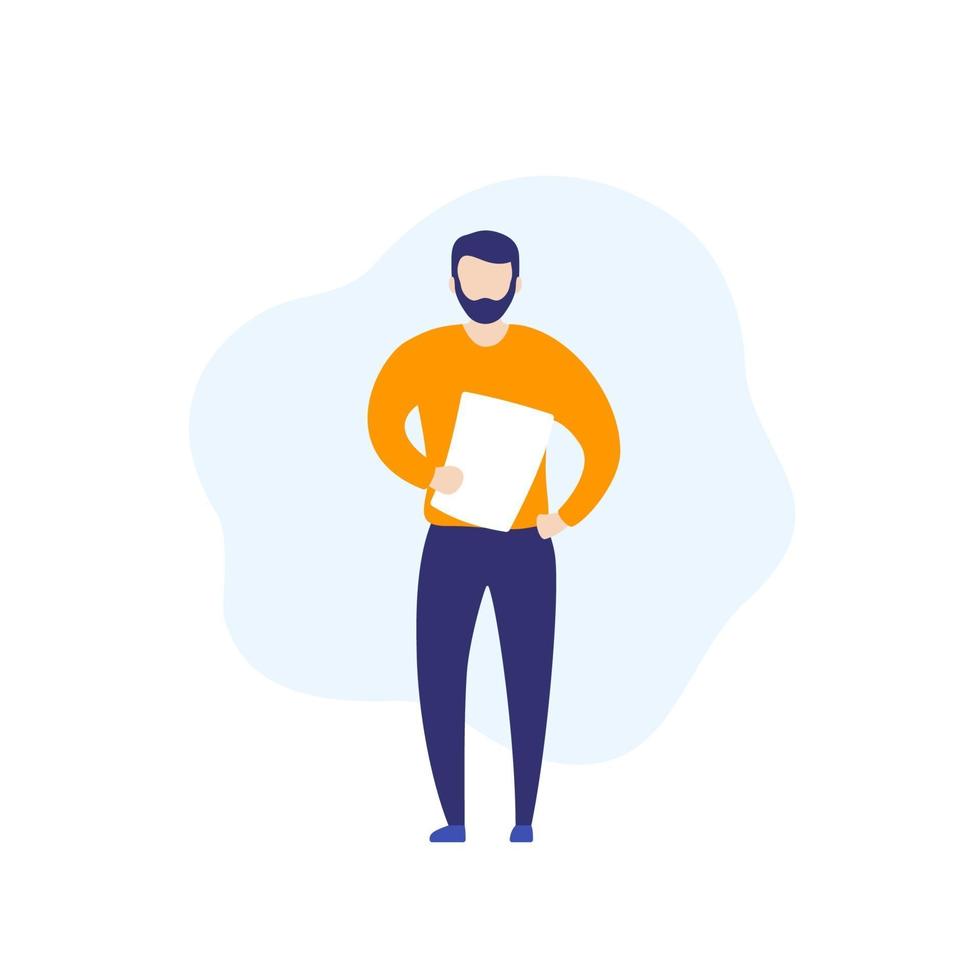 man with list of paper, vector.eps vector