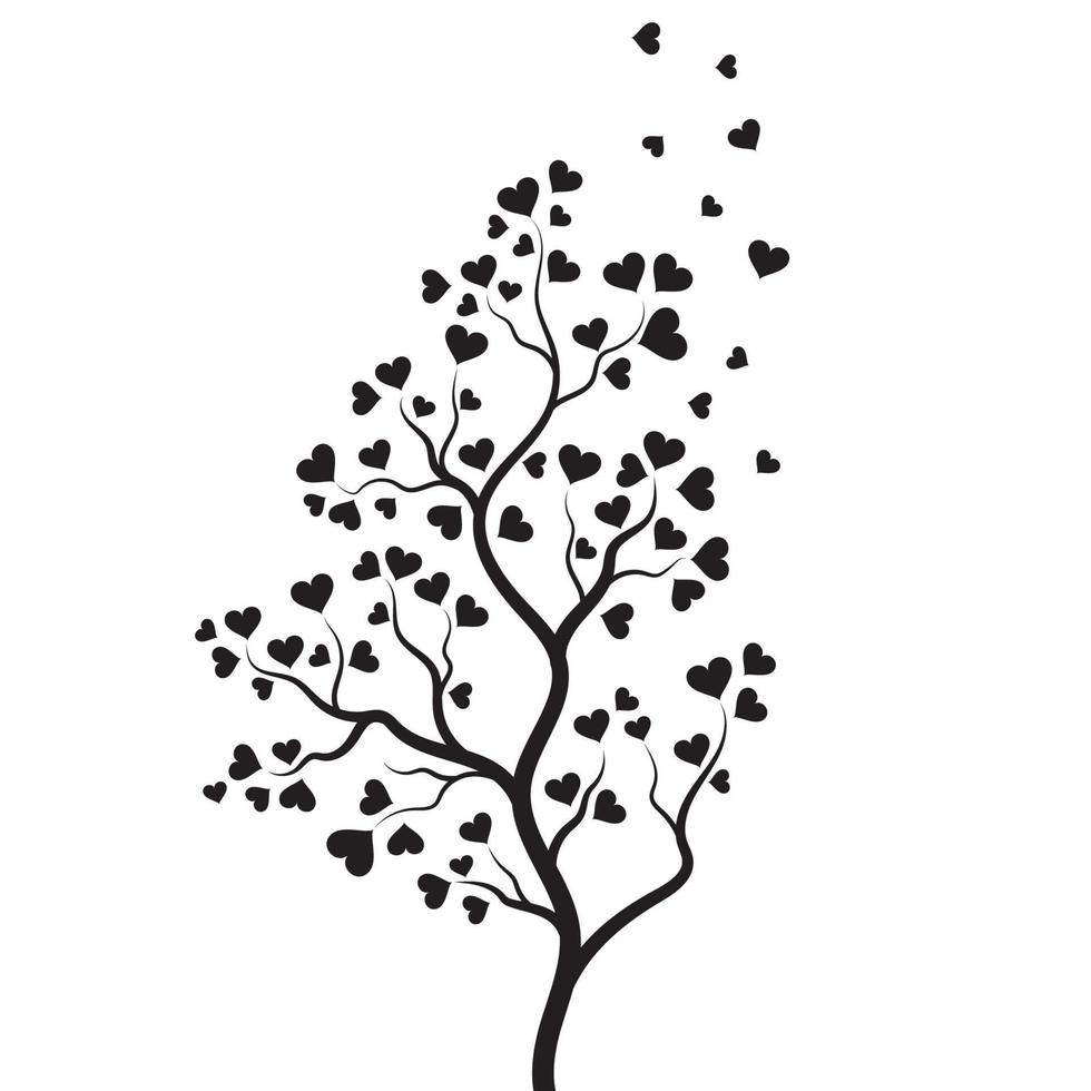 diseño de ilustración de vector de amor de rama de árbol