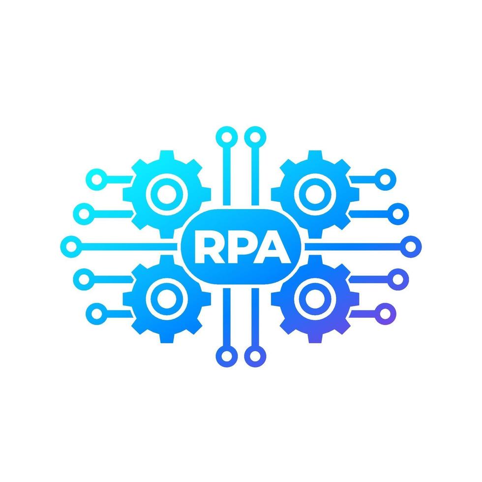 RPA vector icon with gears, robotic process automation.eps