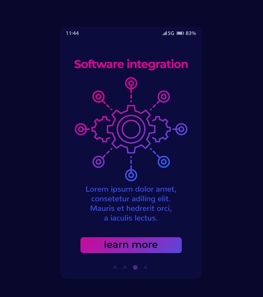 software integration, mobile screen design.eps vector