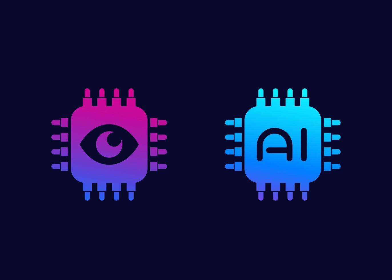 Machine vision and AI chipset icons.eps vector