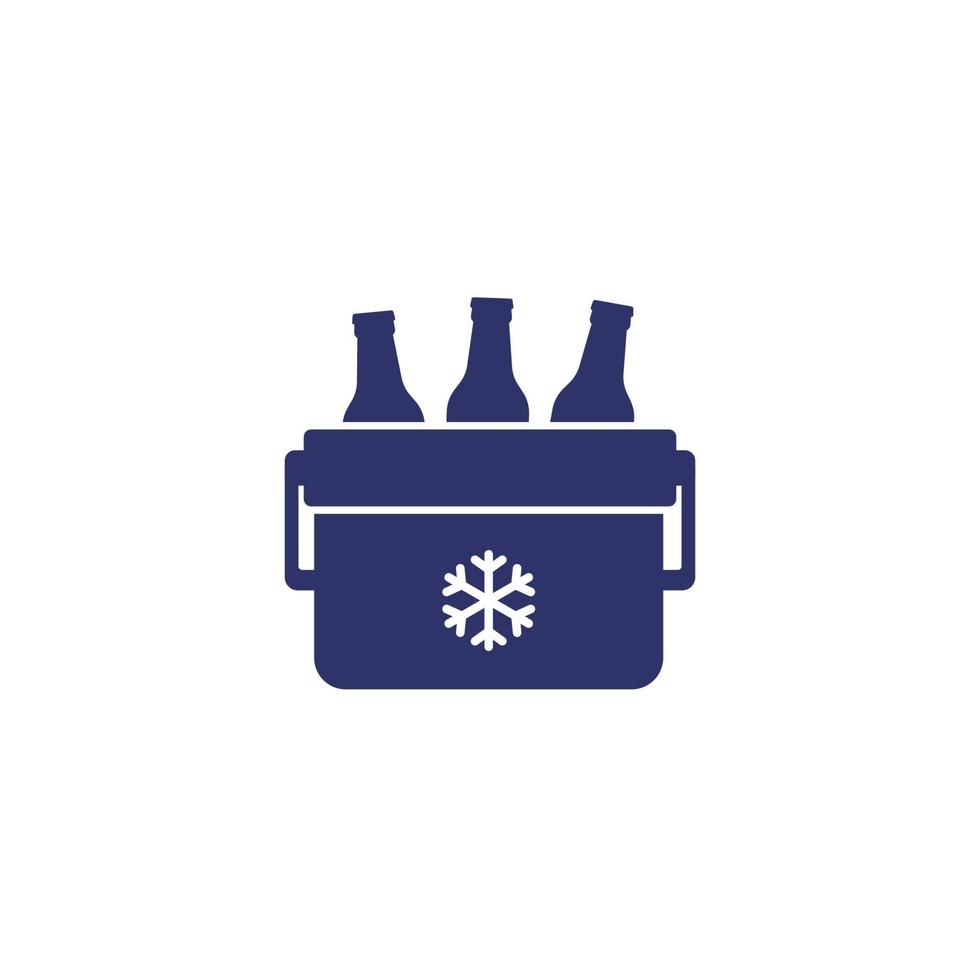 Refrigerador portátil con cerveza icono vectorial en white.eps vector