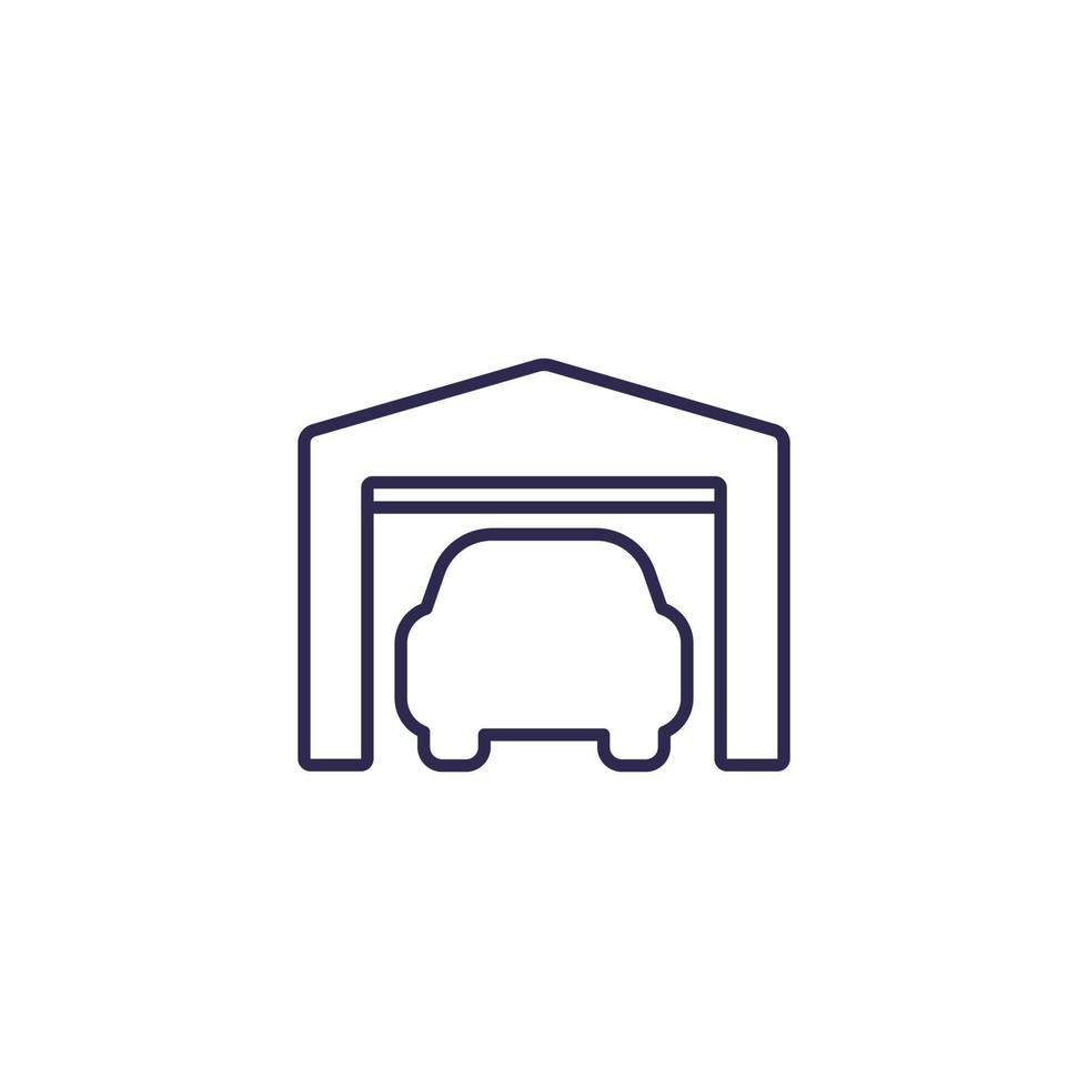 Garage and car icon, line.eps vector