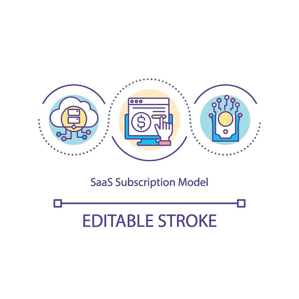 icono de concepto de modelo de suscripción saas vector