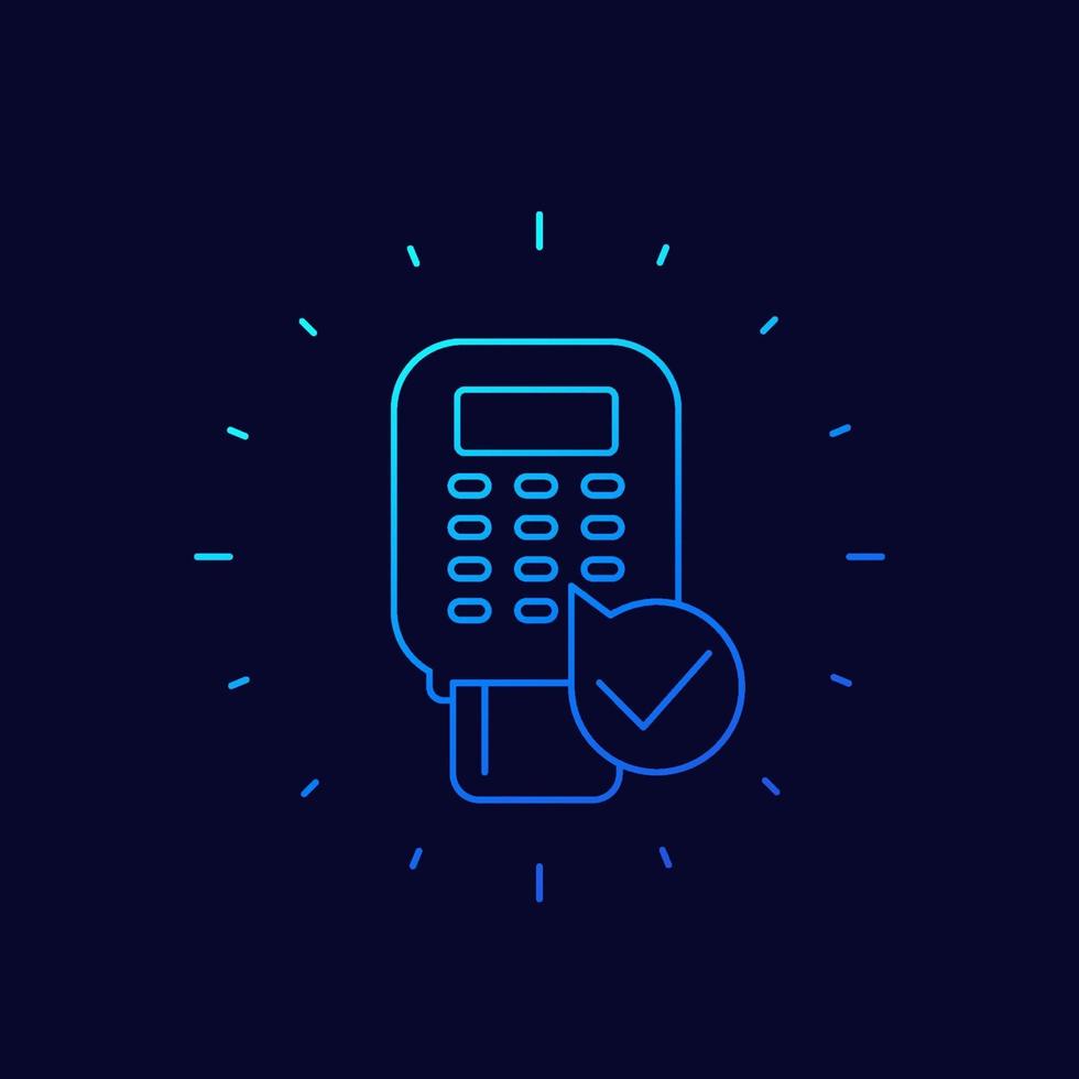 pos terminal payment icon, thin line vector.eps vector