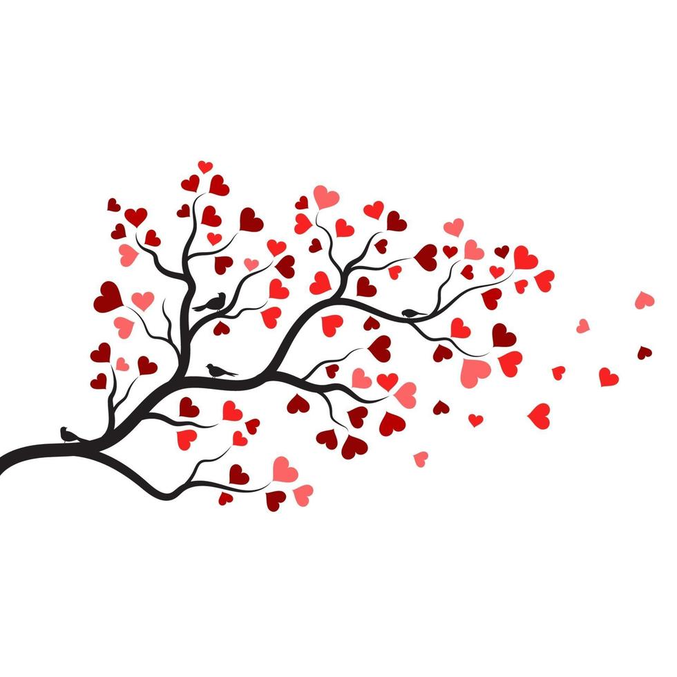 diseño de ilustración de vector de amor de rama de árbol