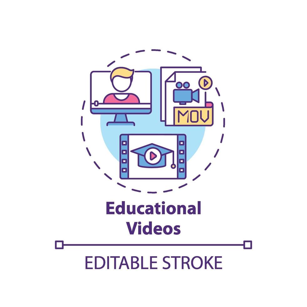 Educational videos concept icon vector
