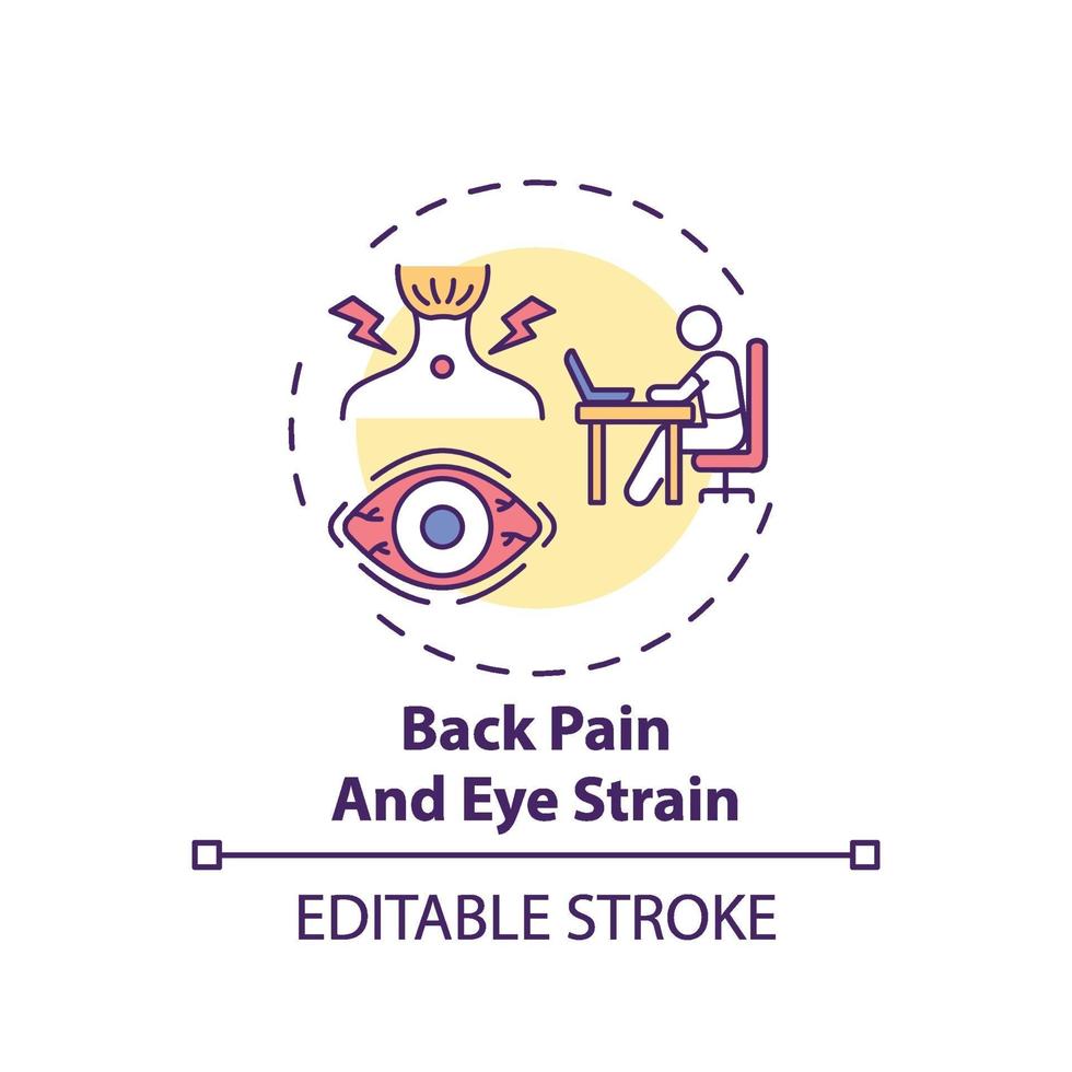 Back pain and eye strain concept icon vector