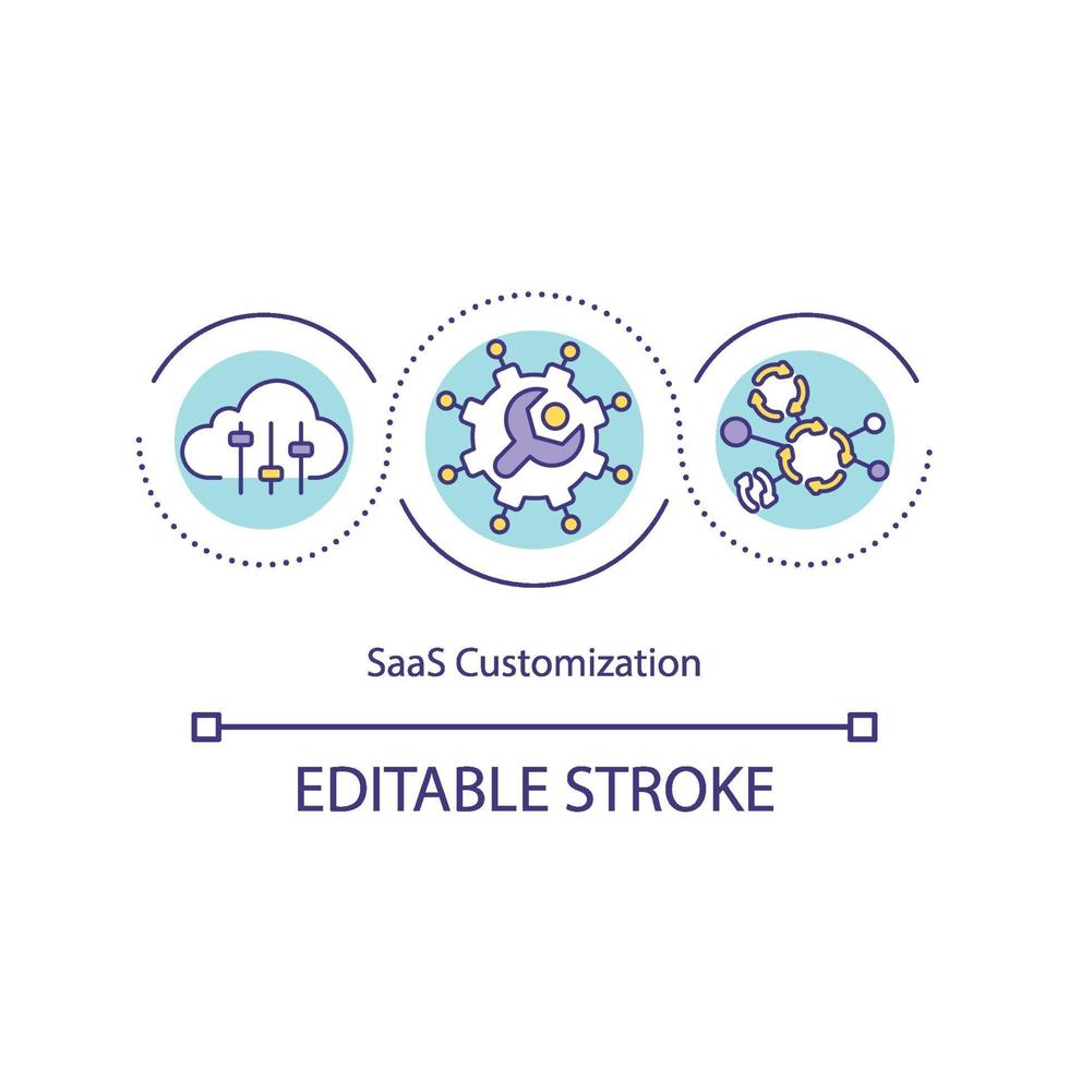 icono de concepto de personalización de saas vector