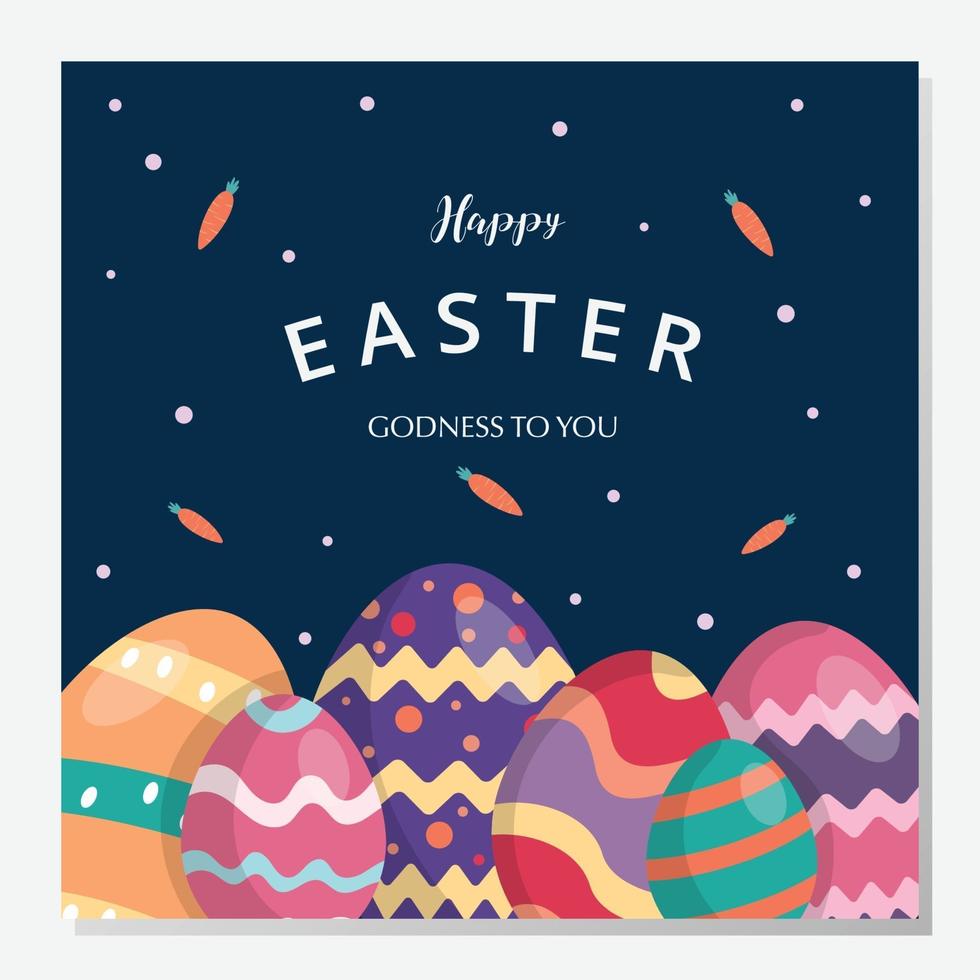 Happy easter day background and social media post. Vector illustration. Hand drawn. Greeting card. Business banner. Flat design.
