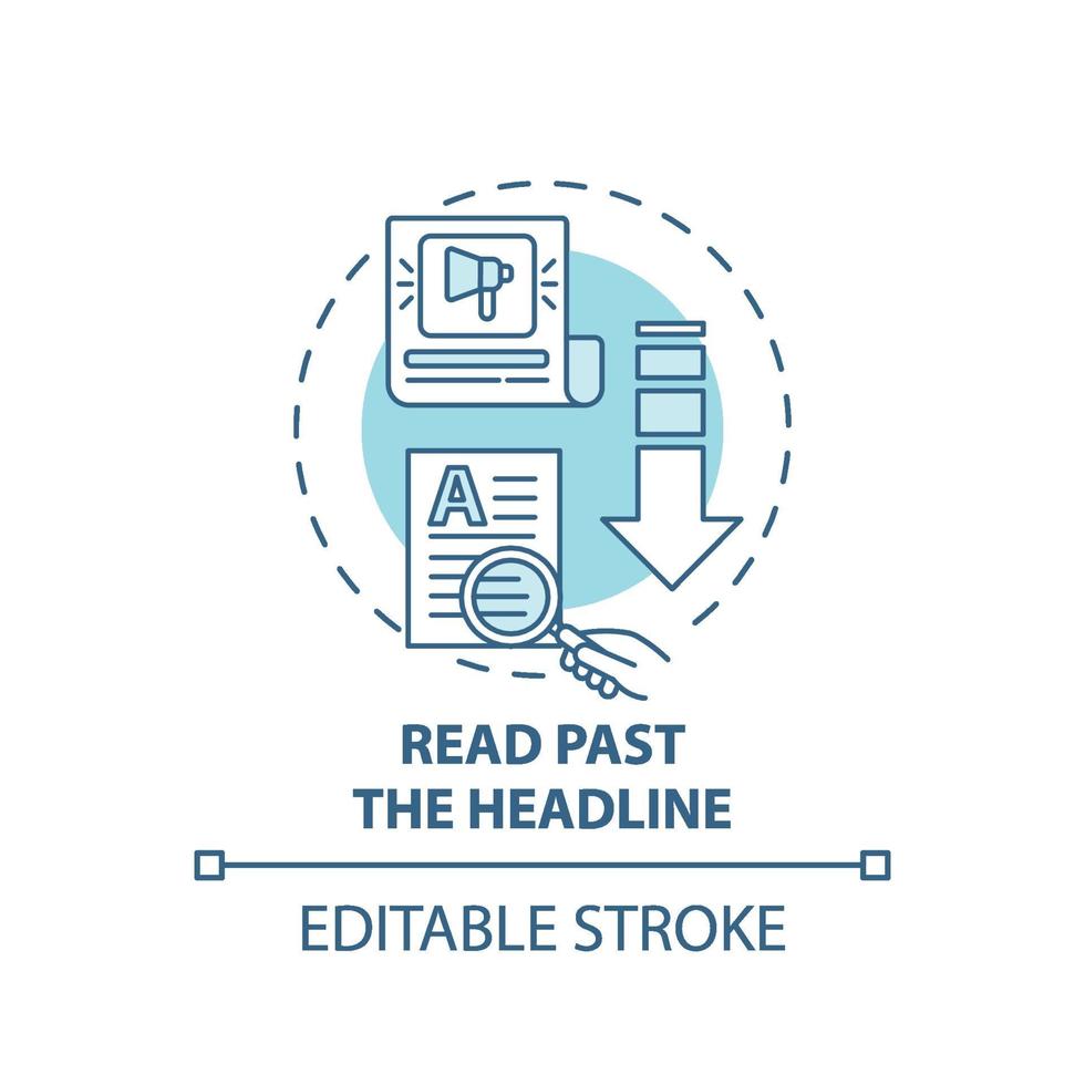 Reading past headline concept icon vector