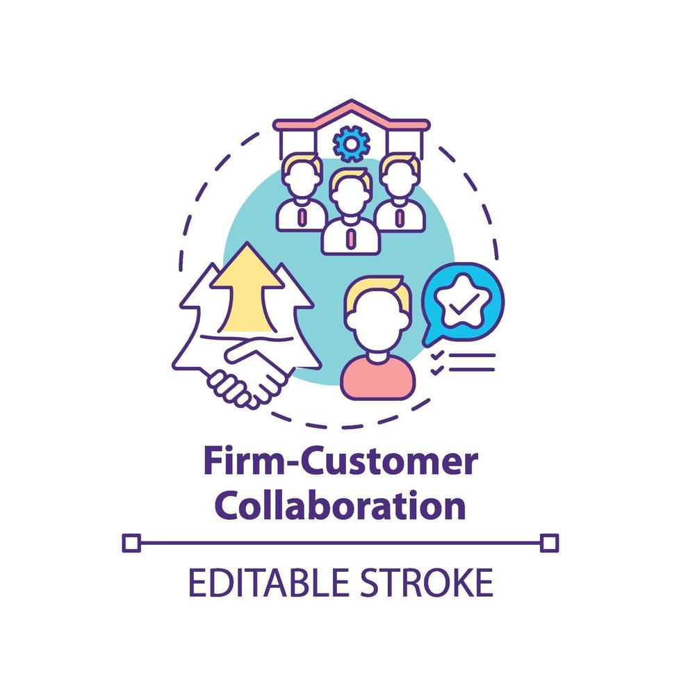 Firm-customer collaboration concept icon vector