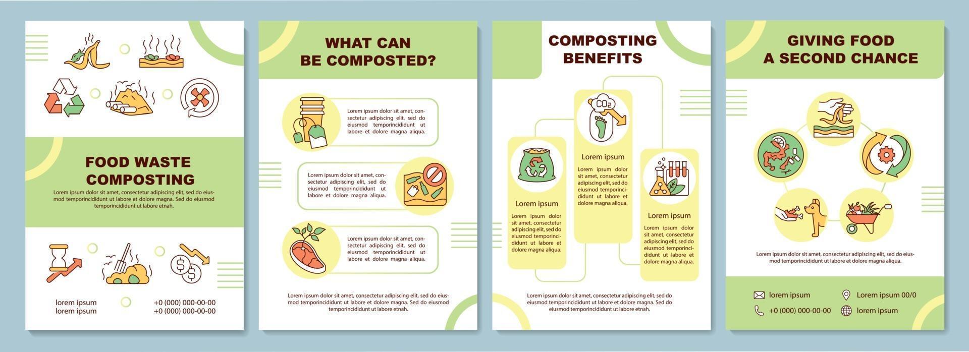 plantilla de folleto de compostaje de residuos de alimentos vector