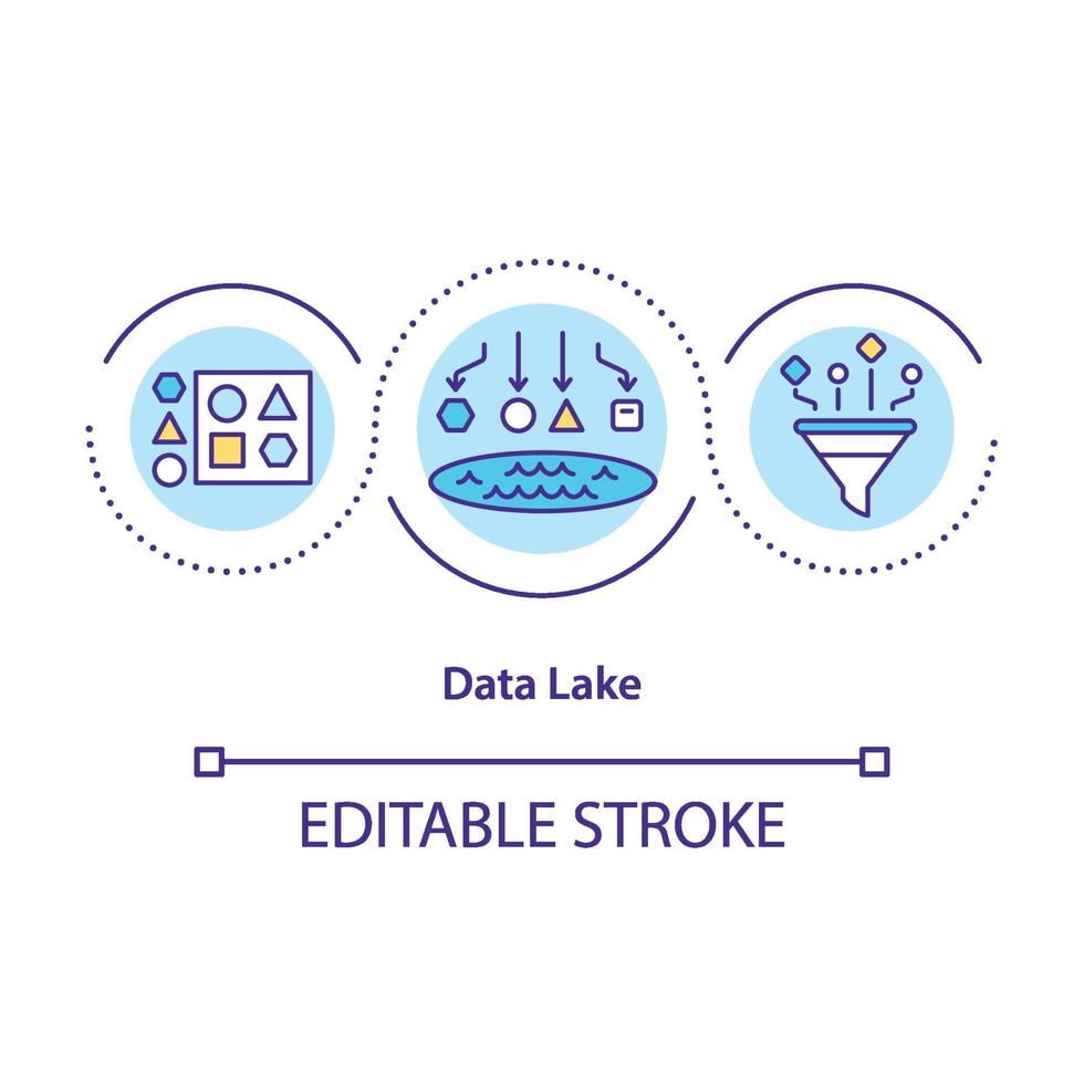 icono de concepto de lago de datos vector