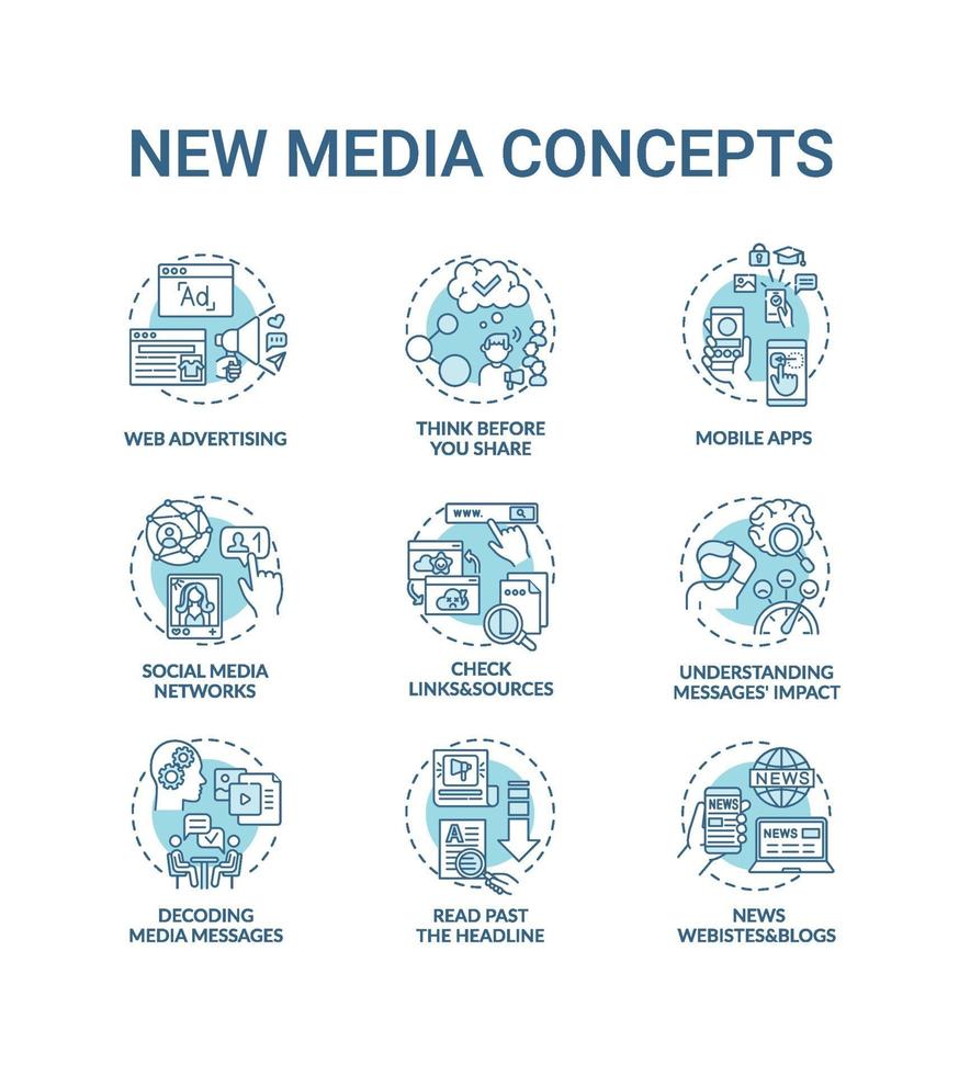 New media concept icons set 2061997 Vector Art at Vecteezy