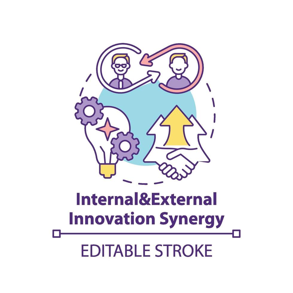 Internal and external innovation synergy concept icon vector