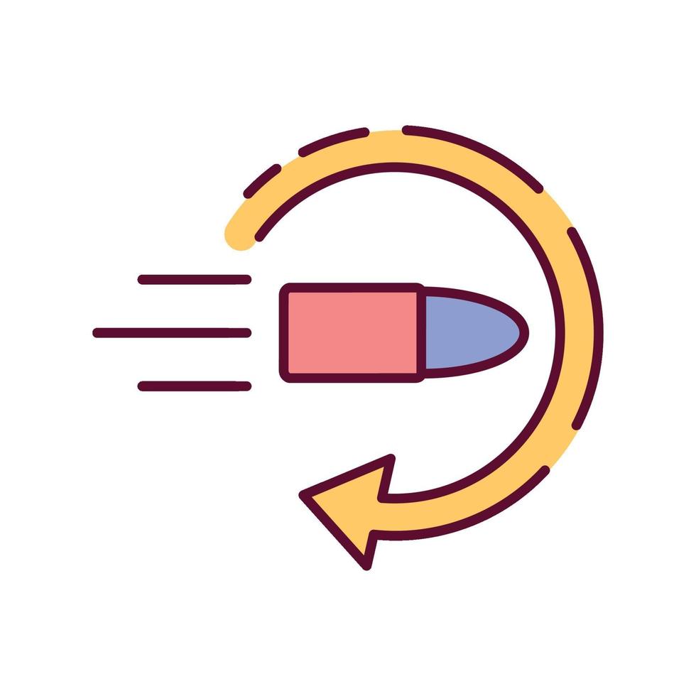 Bullet shooting RGB color icon vector