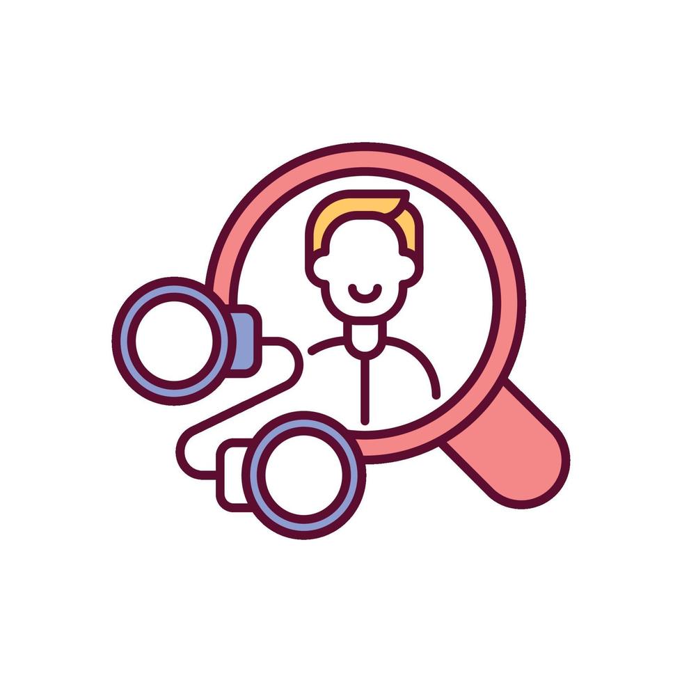 Examine crime suspect RGB color icon vector