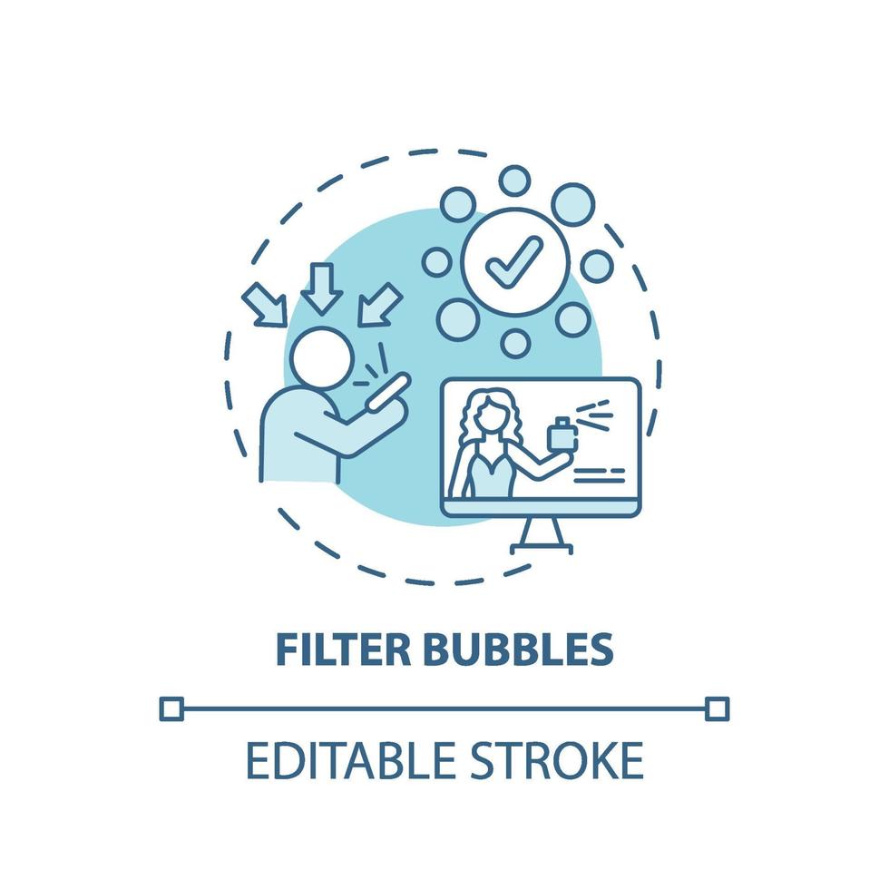 icono de concepto de burbujas de filtro vector