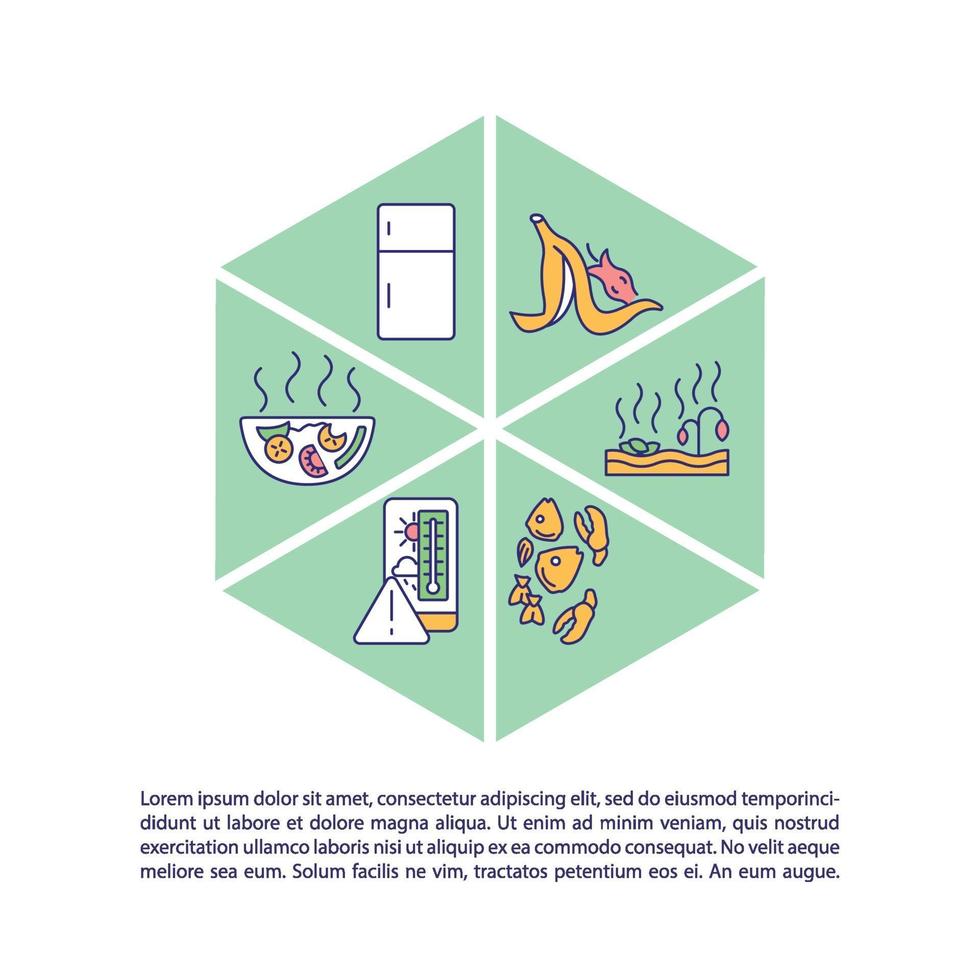 icono de concepto de desperdicio de alimentos con texto vector