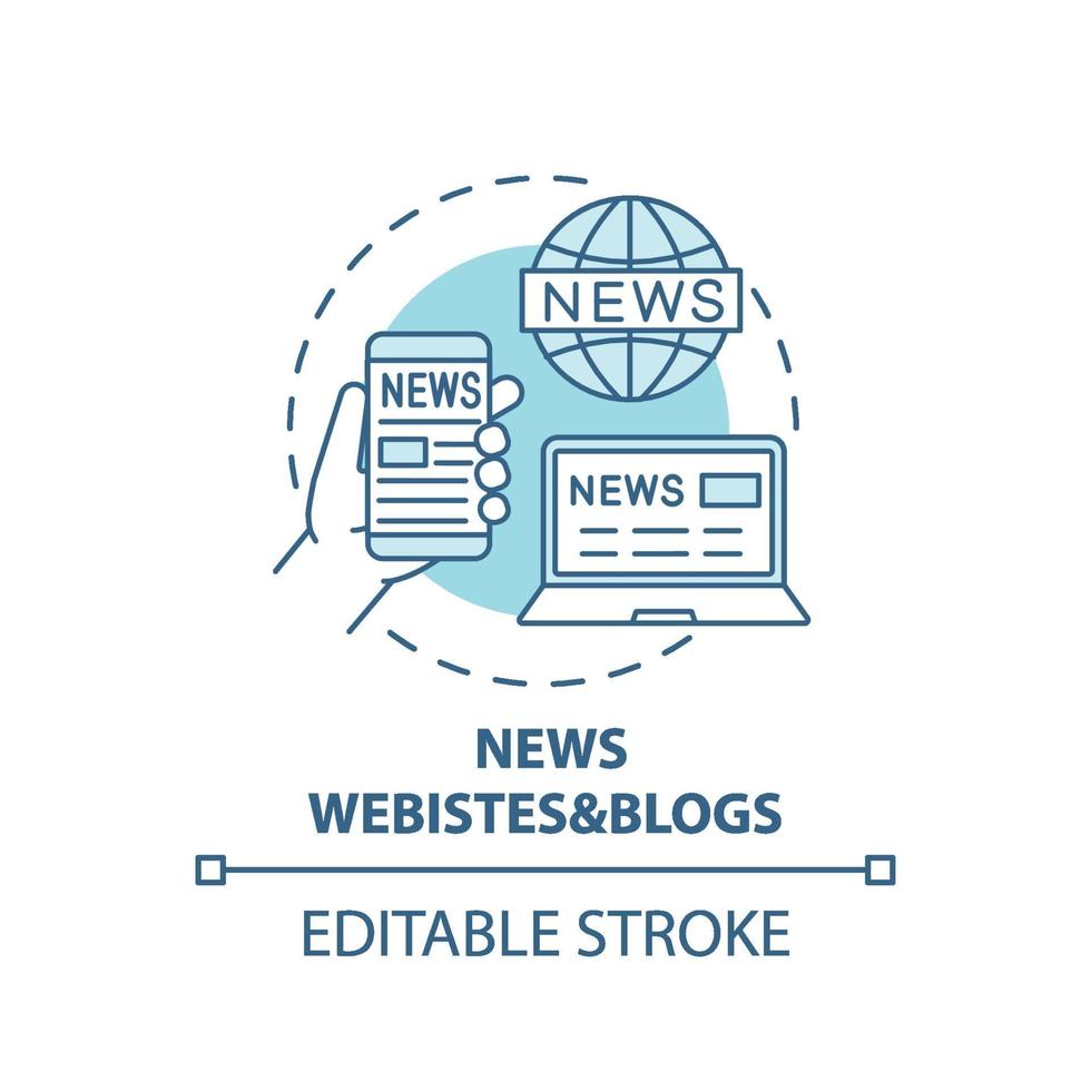Icono de concepto de blogs y sitios web de noticias vector