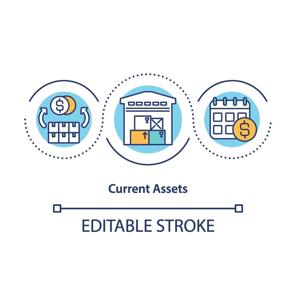 Current assets concept icon vector