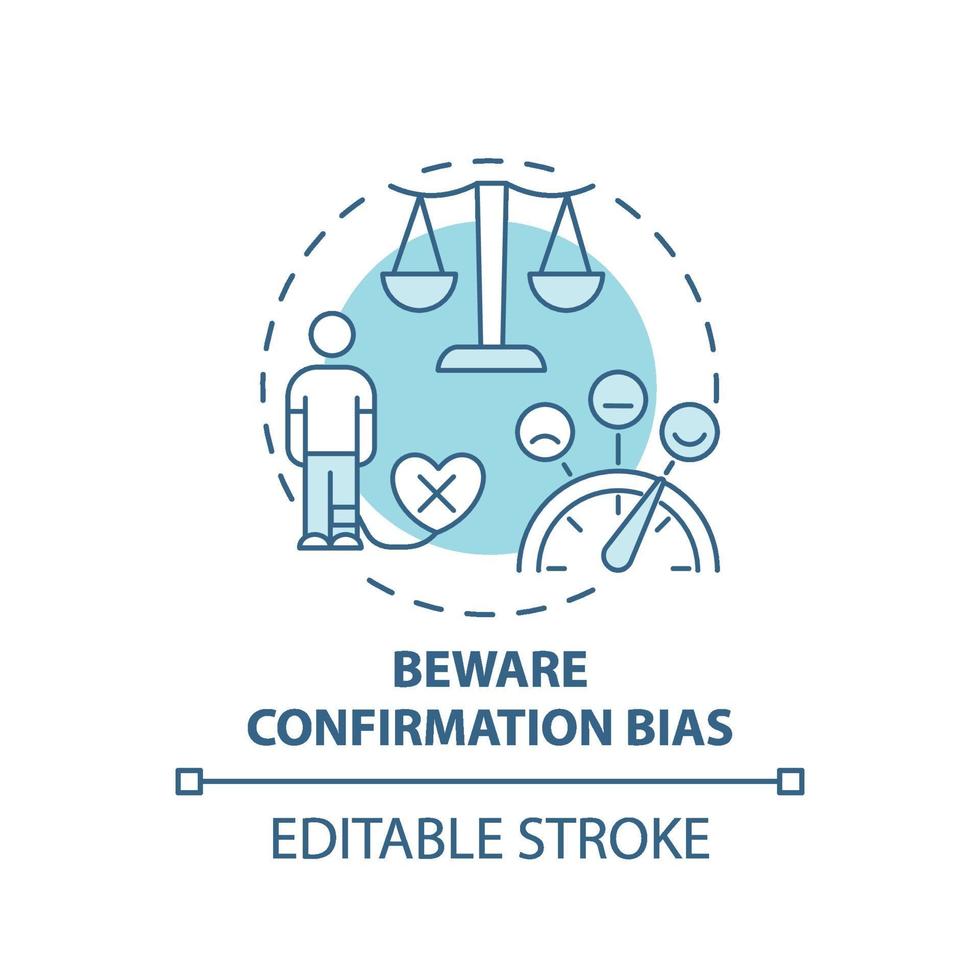 Bewaring confirmation bias concept icon vector