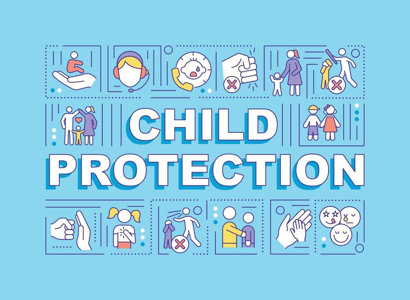 banner de conceptos de palabra de protección infantil vector