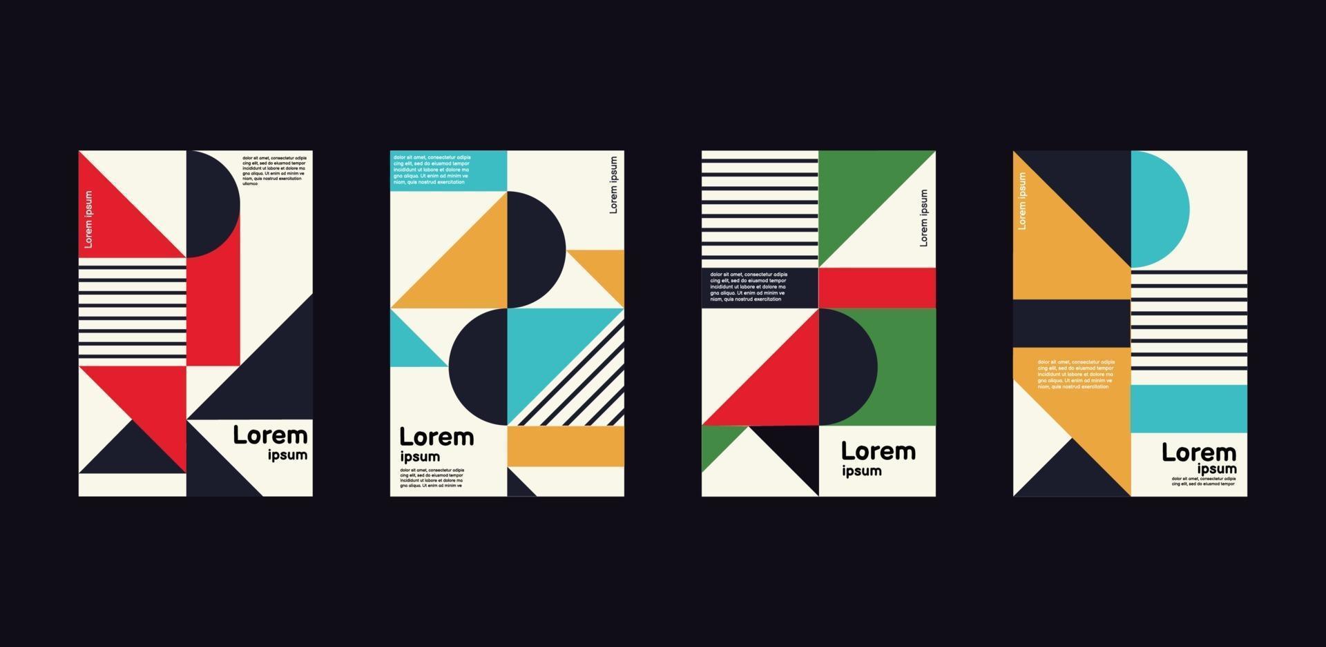 Minimal annual report of bright color geometric design vector