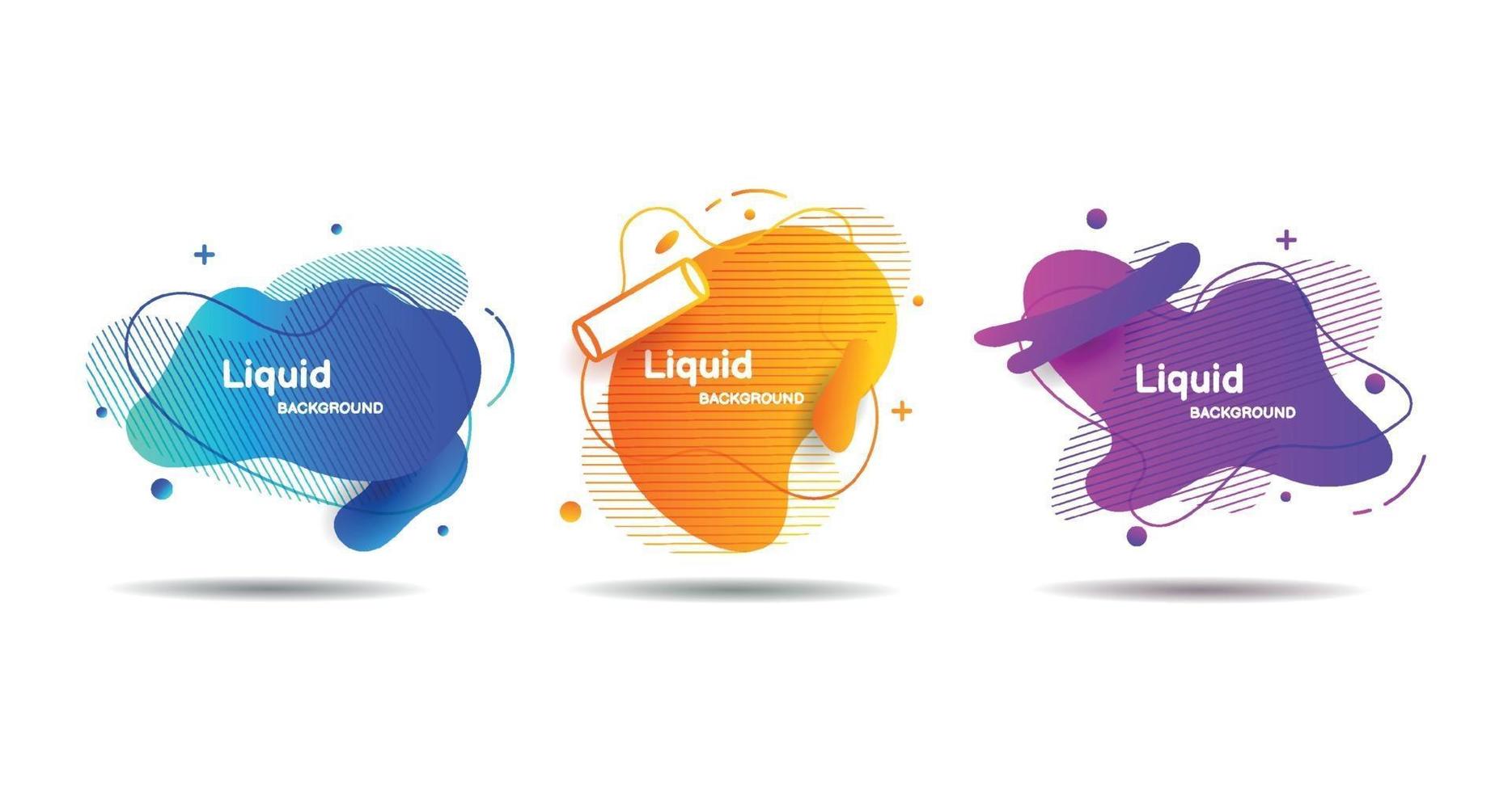 Set abstract colorful liquid geometric for banner, card, brochure. Isolated waves. Template for your text. Vector illustration