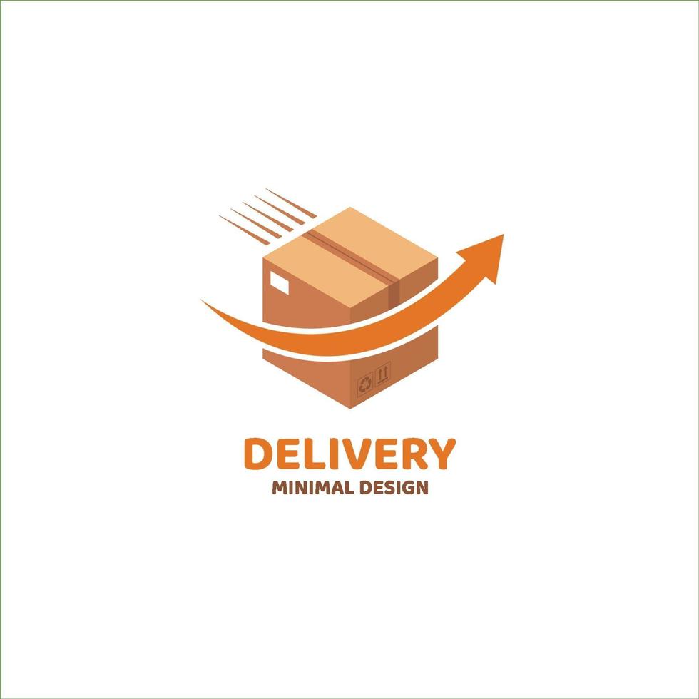 Fast delivery logo. Minimal design with a running box. Vector illustration