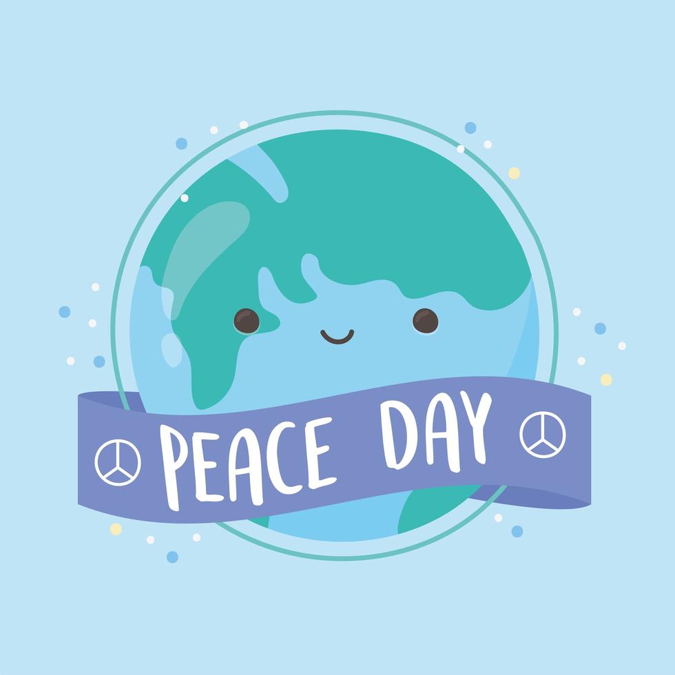 día internacional de la paz con mundo lindo vector