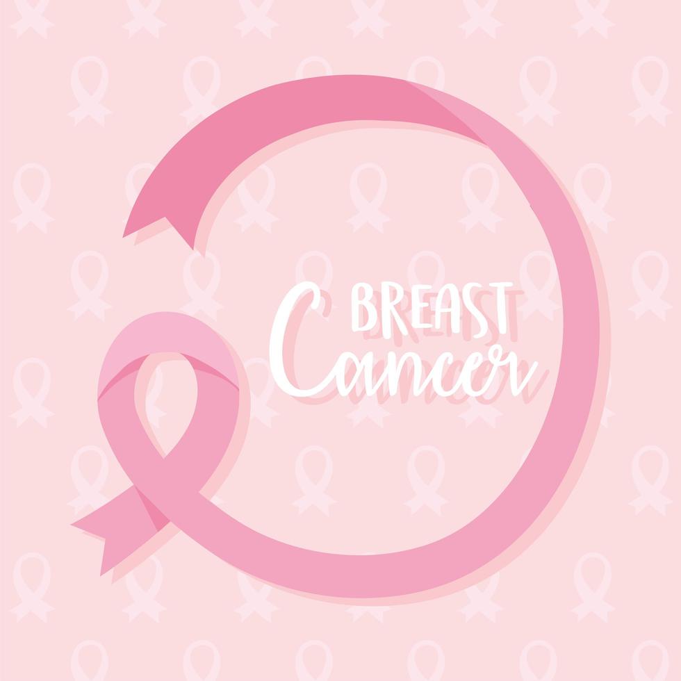 banner de concientización sobre el cáncer de mama con cinta rosa vector