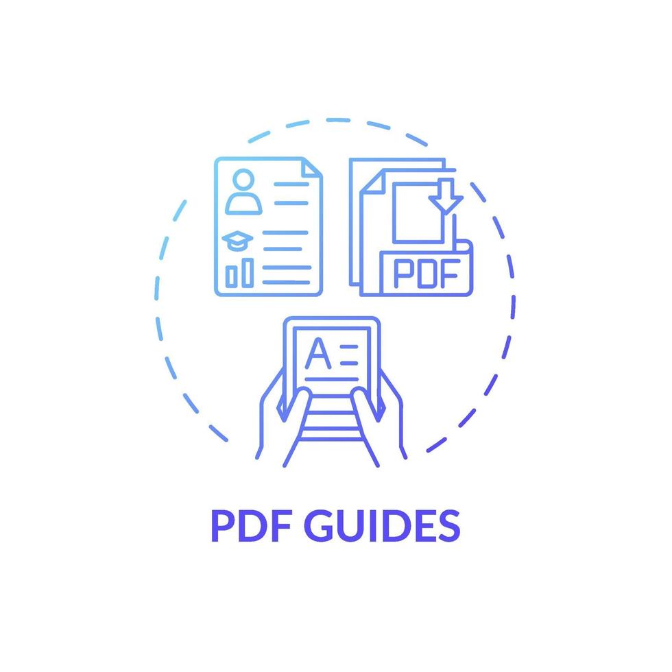 icono de concepto de guías pdf vector