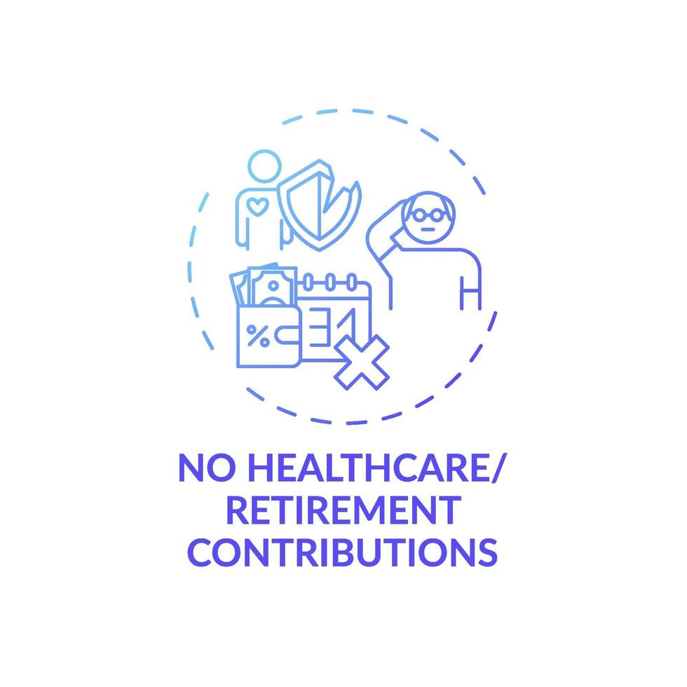 No healthcare and retirement contributions concept icon vector