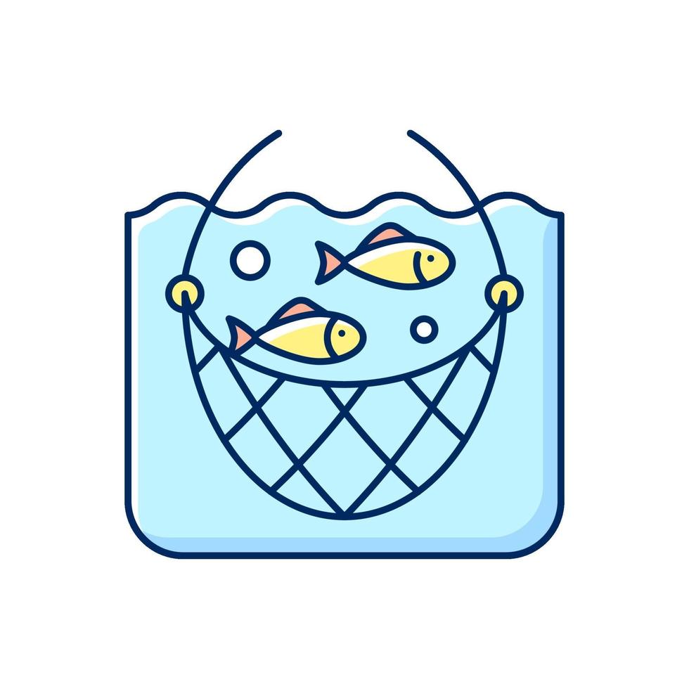 icono de color rgb de red de pesca vector