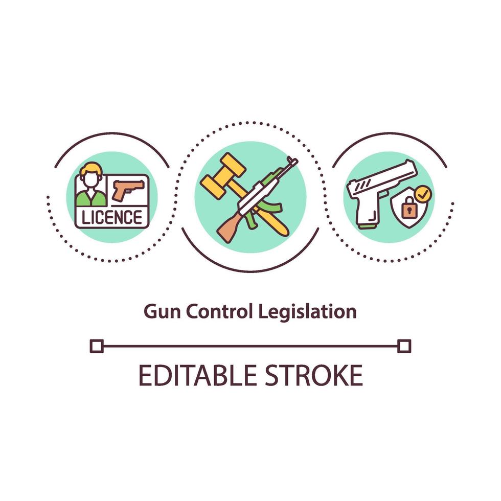 icono de concepto de legislación de control de armas vector