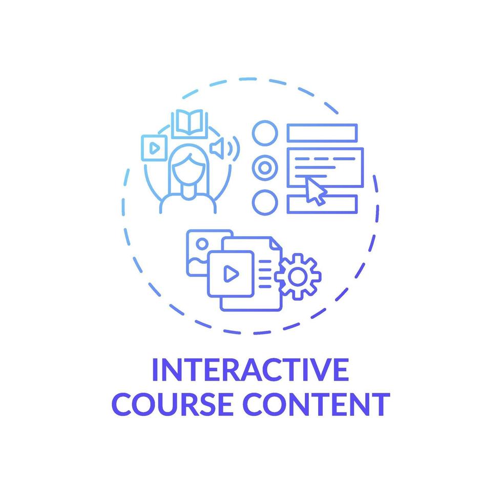 icono de concepto de contenido de curso interactivo vector