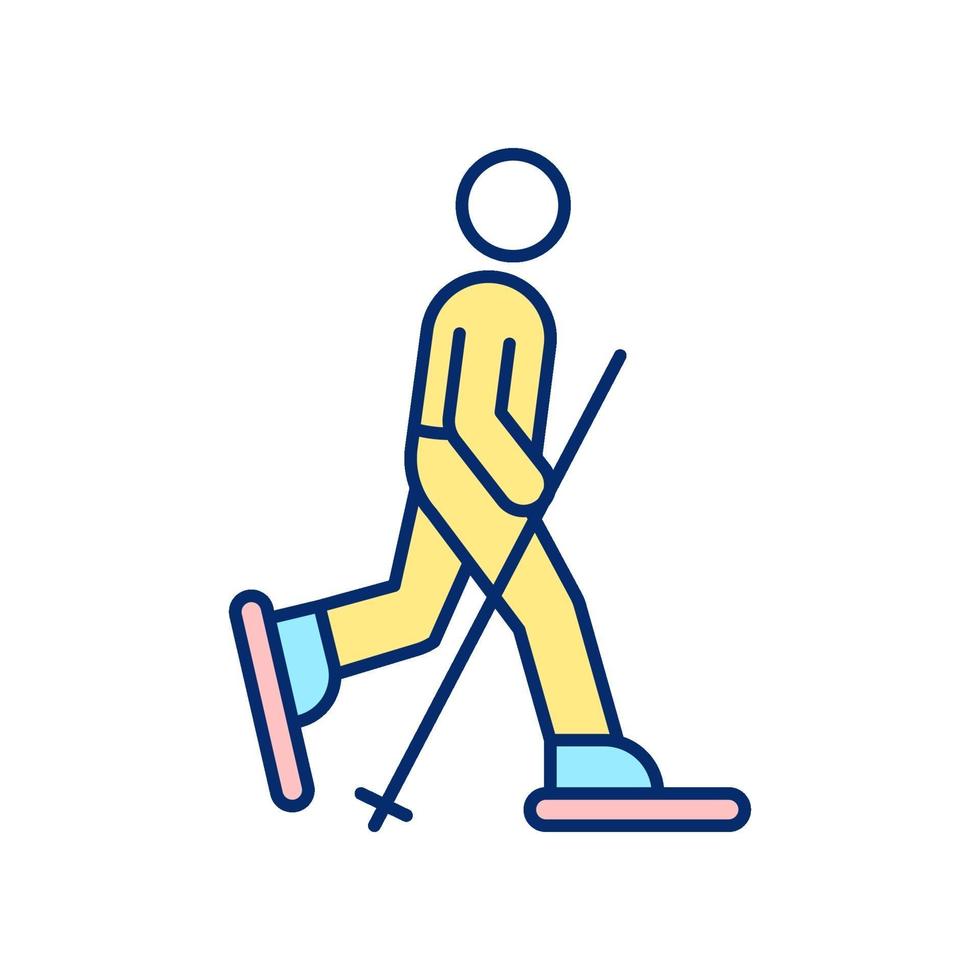 Snowshoeing RGB color icon vector