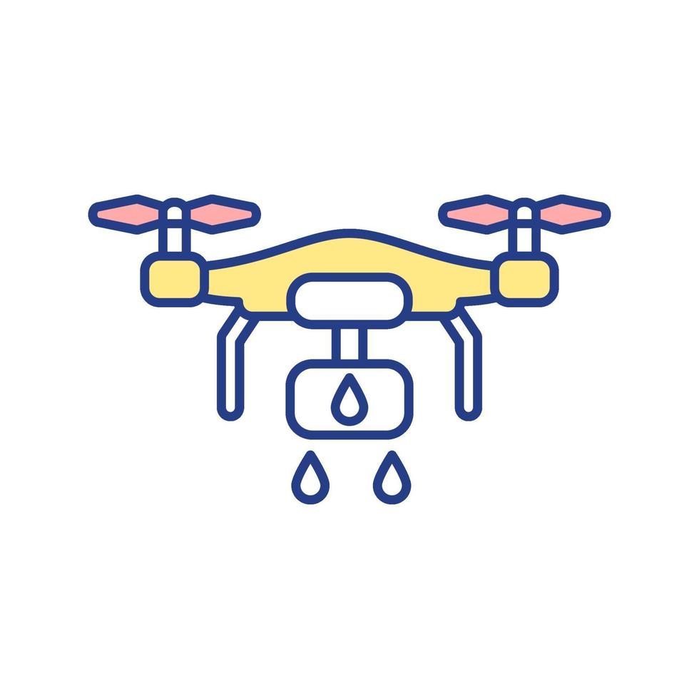 Spraying drone RGB color icon vector