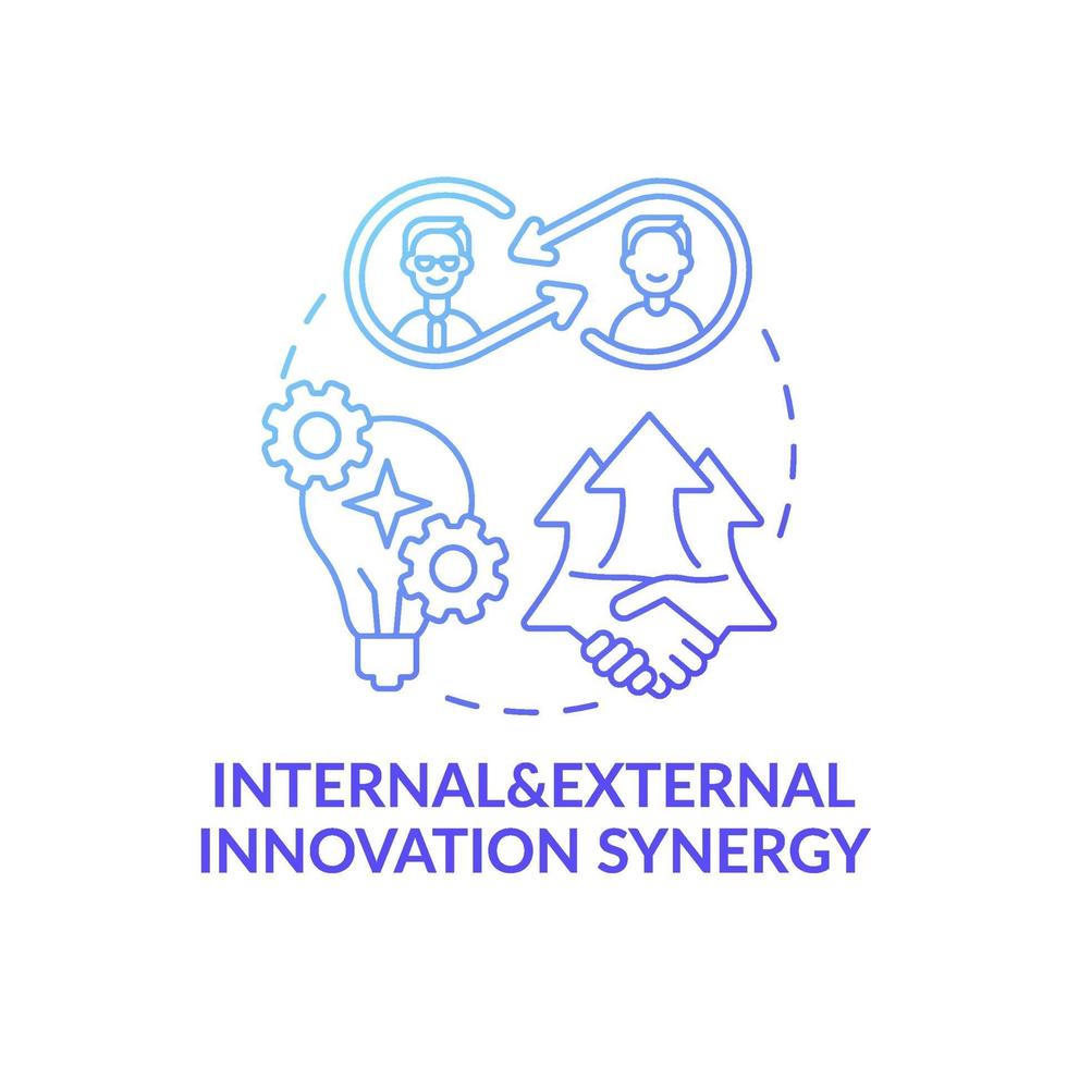 Internal and external innovation synergy concept icon vector