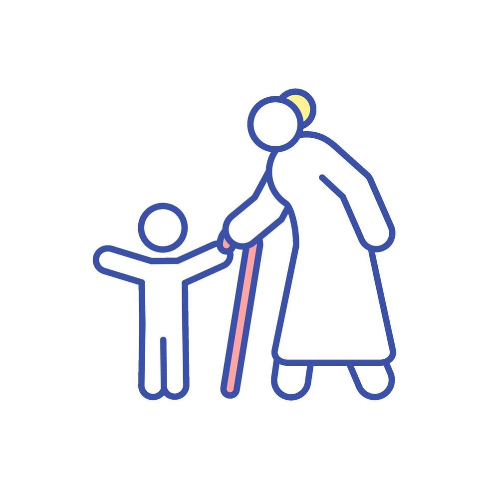 abuela con niño icono de color rgb vector