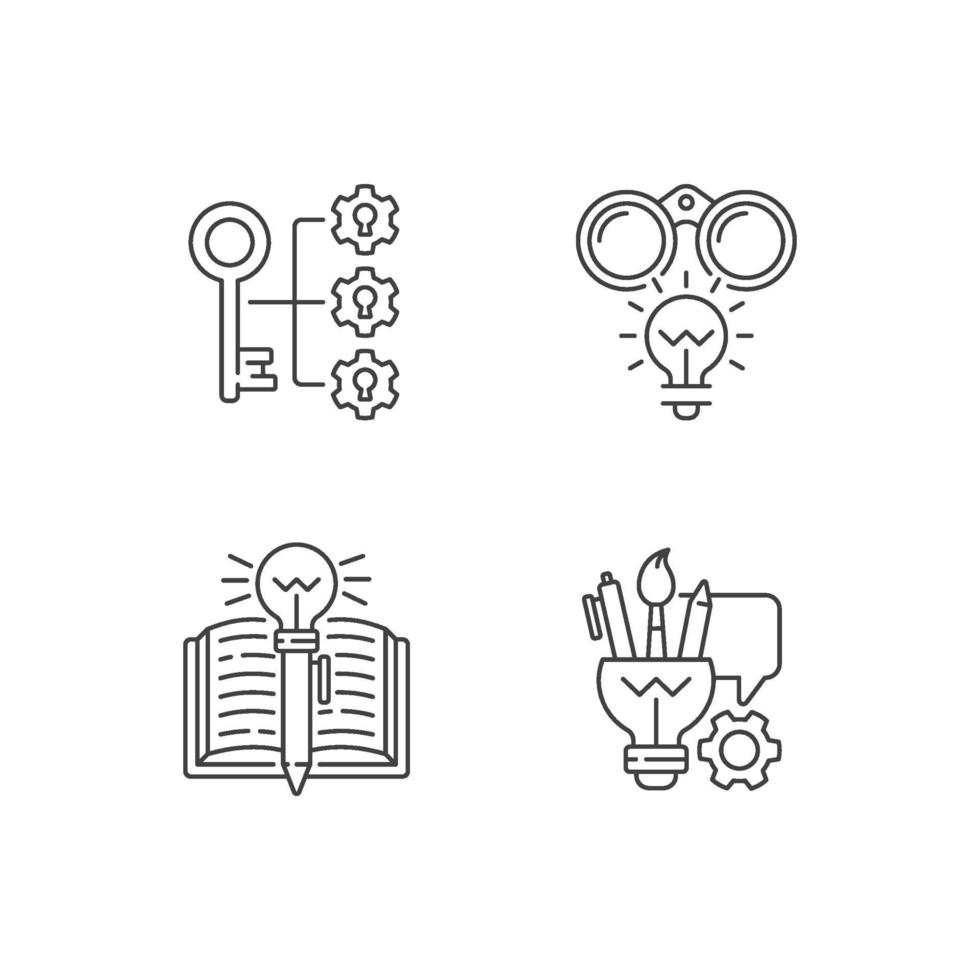 conjunto de iconos lineales de pensamiento creativo vector