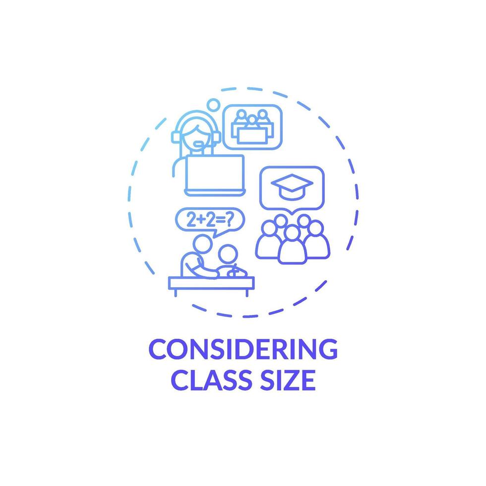 Considering class size concept icon vector