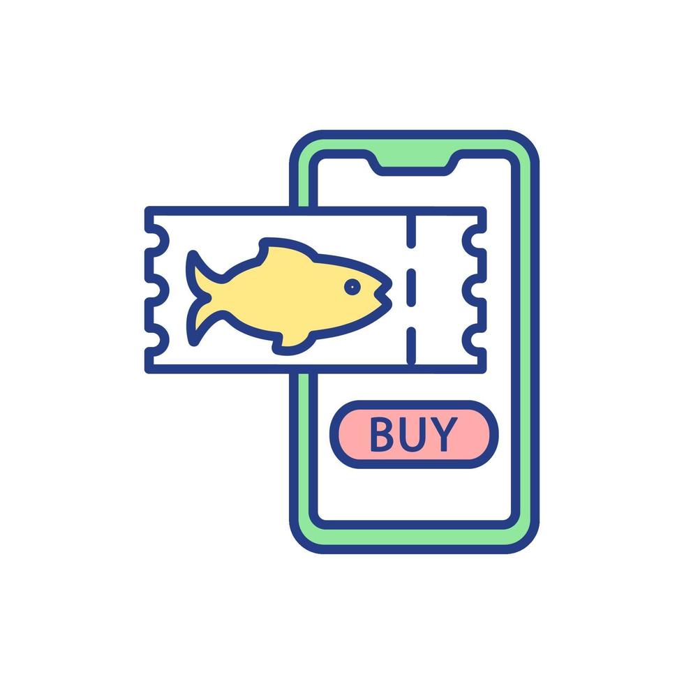 comprar boleto de estanque de arrendamiento para pescar icono de color rgb vector